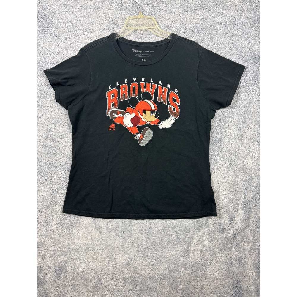 Disney x Junk Food Womens XL Black Cleveland Browns Mickey Mouse Graphic T-Shirt